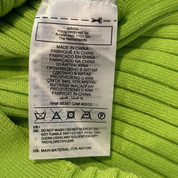 Adidas x Ivy Park Romper Medium Halls of Ivy Bright Green Ribbed Shorts Jumper - Picture 9 of 15